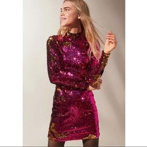 Dress The Population Pink and Gold Sequin Dress